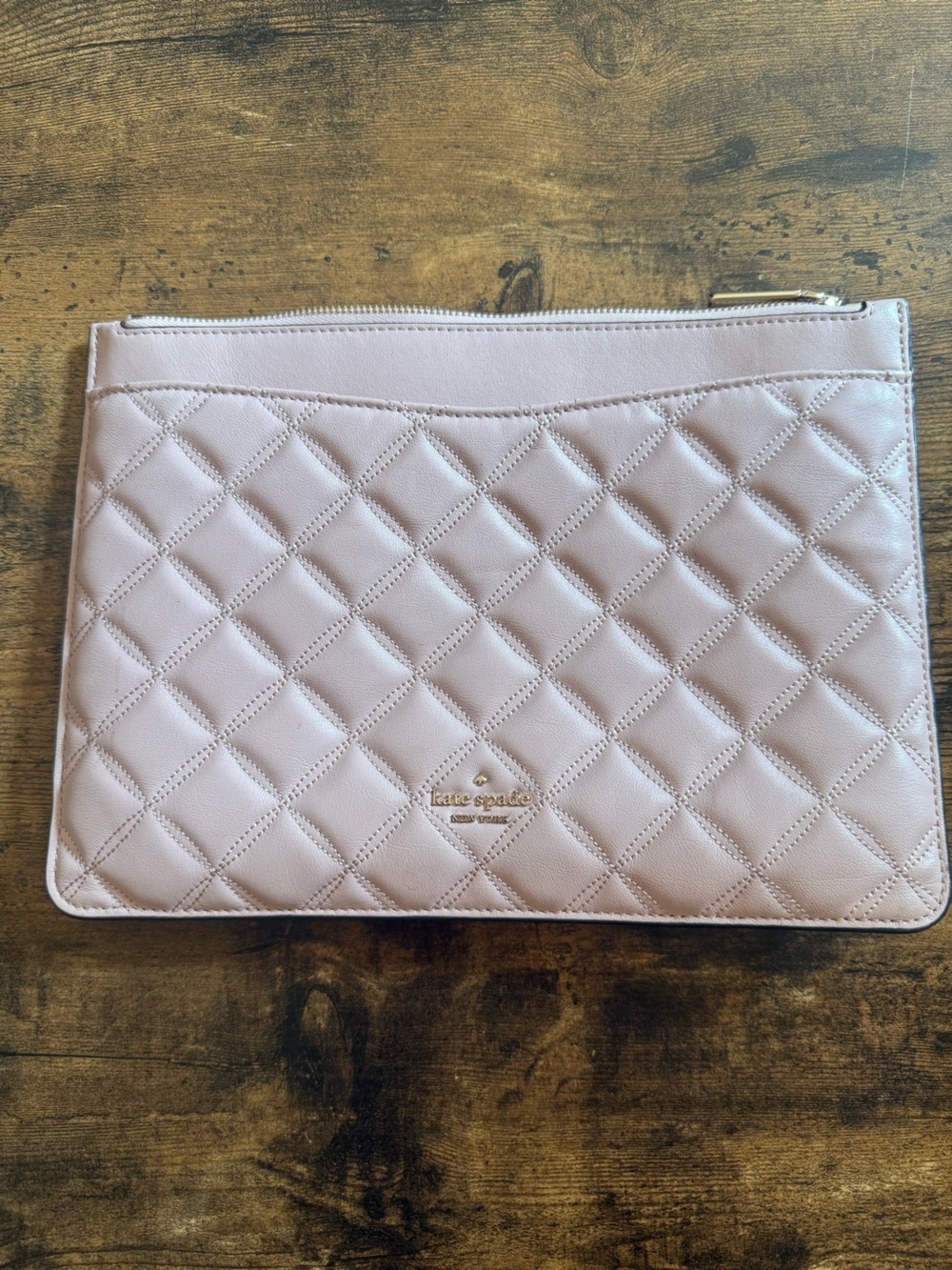 kate spade Quilted Pale Pink Leather Zip Pouch
